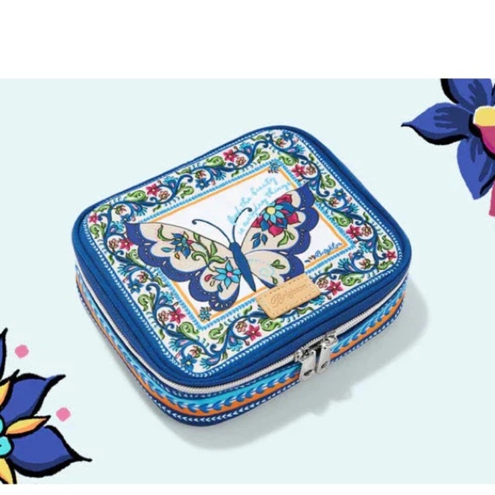 Brighton XL Butterfly Garden Jewelry Case 8x8x2  Find the beauty like new